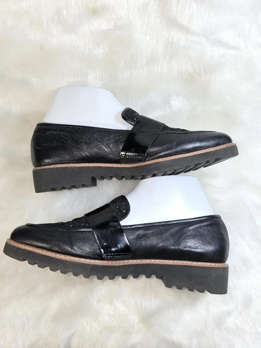 Hologen Emily Womens Leather Slip-On Loafer with Patent & Snakeskin Accents